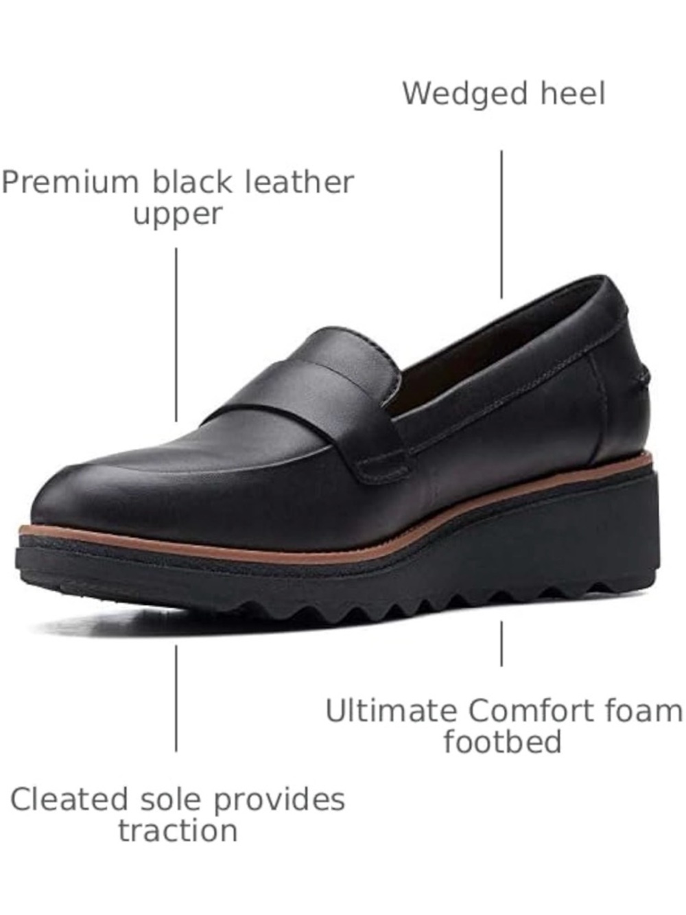 Clark’s Women’s Black Leather Platform Penny Loafers - Picture 4 of 4